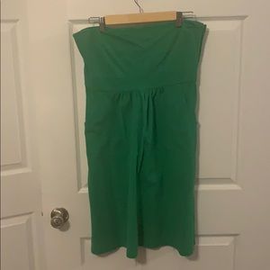 Green strapless J Crew dress